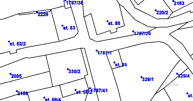 Parcela st. 1787/1 v KÚ Ryžoviště, Katastrální mapa