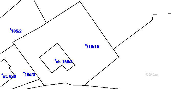 Parcela st. 716/15 v KÚ Ryžoviště, Katastrální mapa