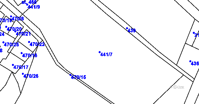 Parcela st. 441/7 v KÚ Ryžoviště, Katastrální mapa