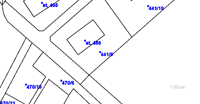Parcela st. 441/9 v KÚ Ryžoviště, Katastrální mapa