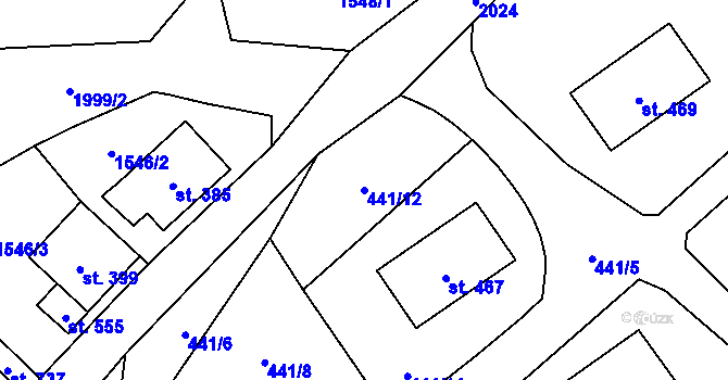 Parcela st. 441/12 v KÚ Ryžoviště, Katastrální mapa