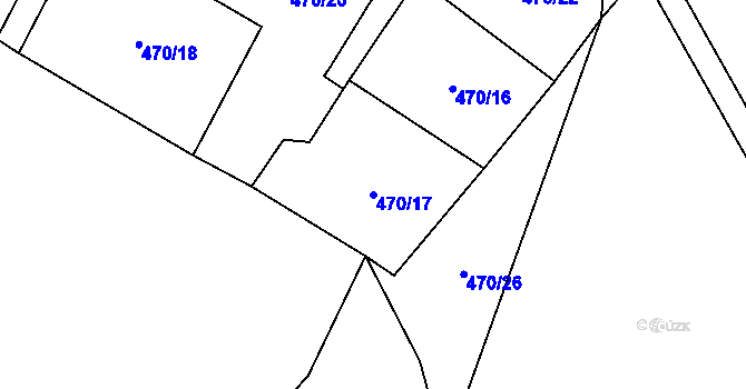 Parcela st. 470/17 v KÚ Ryžoviště, Katastrální mapa