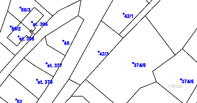Parcela st. 42/3 v KÚ Ryžoviště, Katastrální mapa