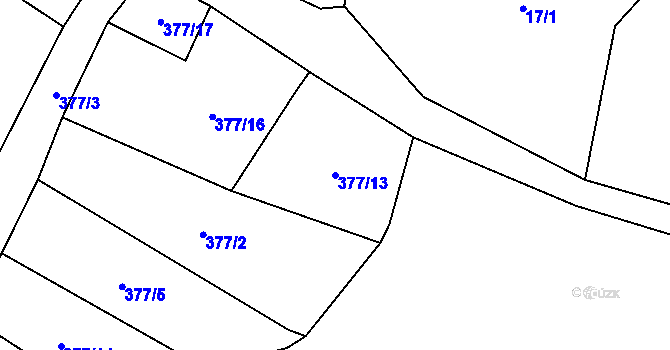 Parcela st. 377/13 v KÚ Ryžoviště, Katastrální mapa