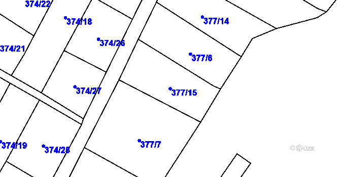 Parcela st. 377/15 v KÚ Ryžoviště, Katastrální mapa