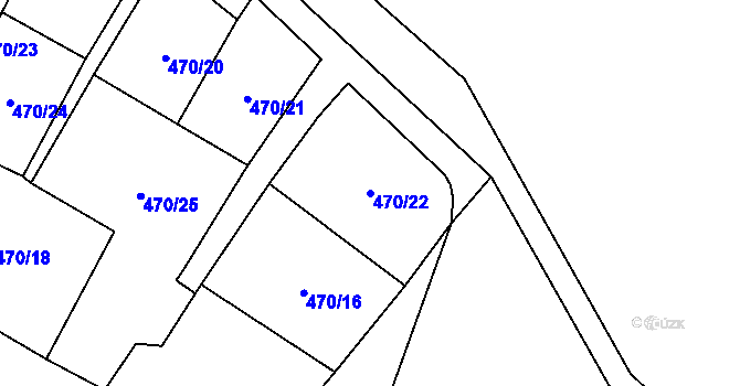 Parcela st. 470/22 v KÚ Ryžoviště, Katastrální mapa