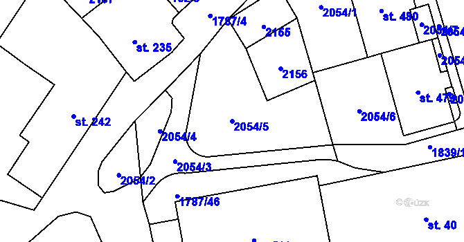 Parcela st. 2054/5 v KÚ Ryžoviště, Katastrální mapa