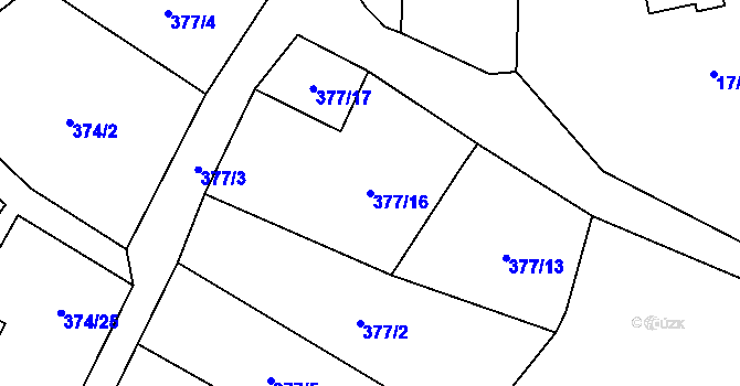 Parcela st. 377/16 v KÚ Ryžoviště, Katastrální mapa