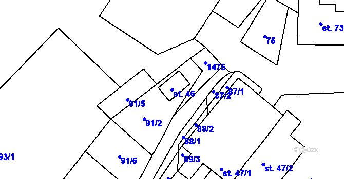 Parcela st. 46 v KÚ Řásná, Katastrální mapa