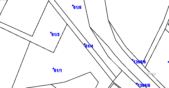 Parcela st. 61/4 v KÚ Řásná, Katastrální mapa