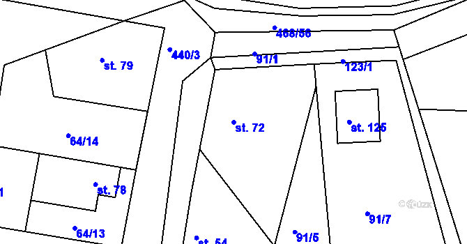 Parcela st. 72 v KÚ Labětín, Katastrální mapa