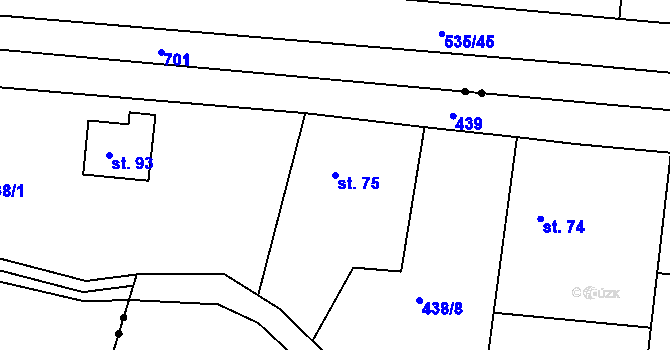 Parcela st. 75 v KÚ Labětín, Katastrální mapa