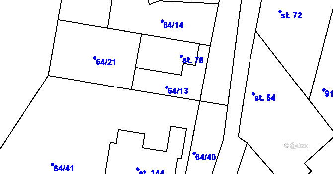 Parcela st. 64/13 v KÚ Labětín, Katastrální mapa
