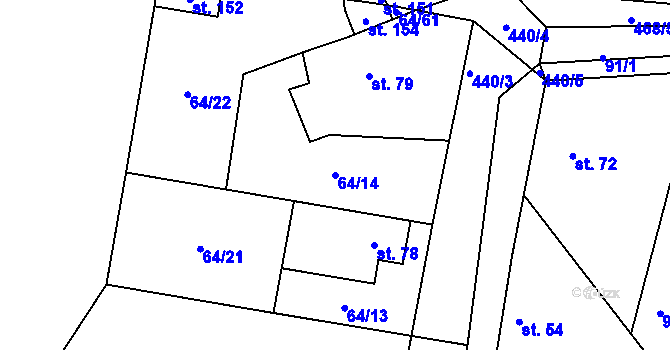 Parcela st. 64/14 v KÚ Labětín, Katastrální mapa
