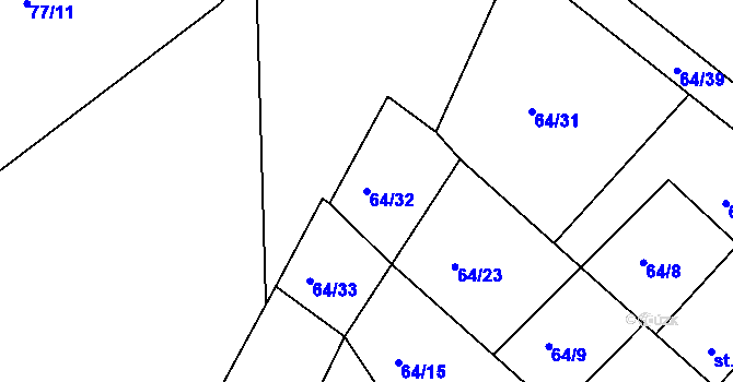 Parcela st. 64/32 v KÚ Labětín, Katastrální mapa