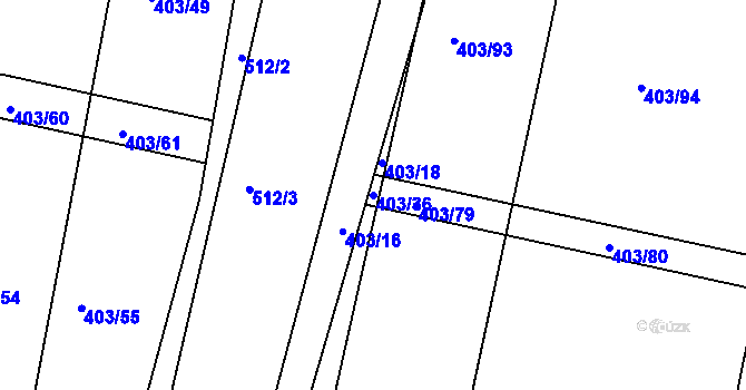 Parcela st. 403/36 v KÚ Labětín, Katastrální mapa
