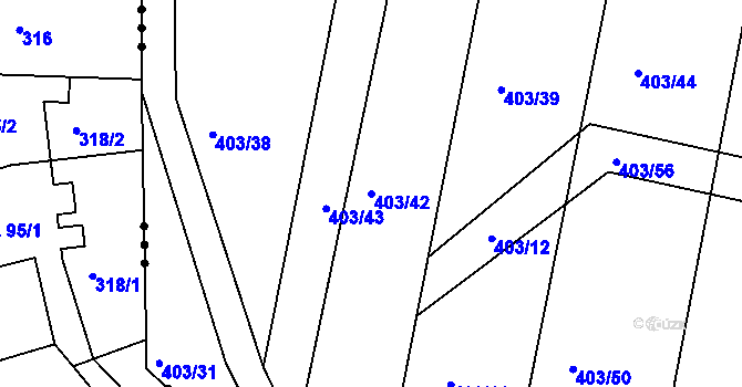 Parcela st. 403/42 v KÚ Labětín, Katastrální mapa