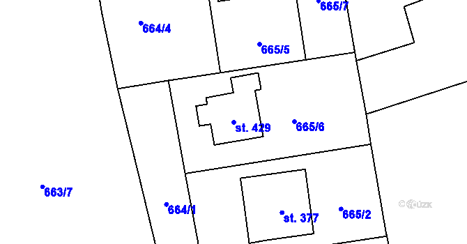 Parcela st. 429 v KÚ Řečany nad Labem, Katastrální mapa