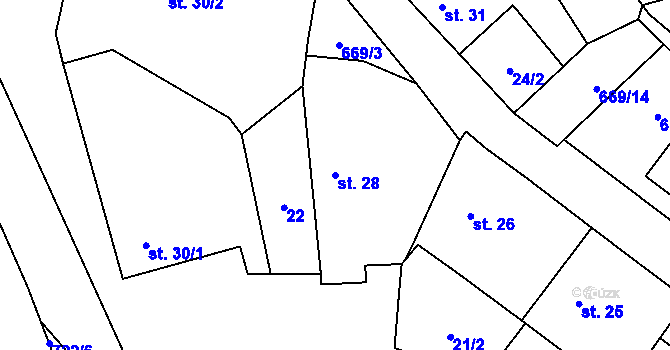 Parcela st. 28 v KÚ Řečany nad Labem, Katastrální mapa