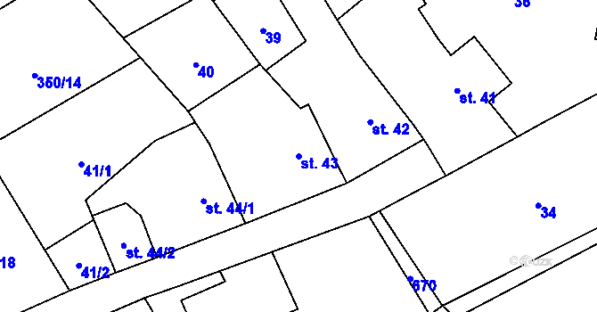 Parcela st. 43 v KÚ Řečany nad Labem, Katastrální mapa