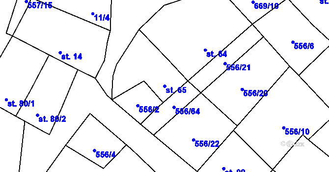 Parcela st. 65 v KÚ Řečany nad Labem, Katastrální mapa