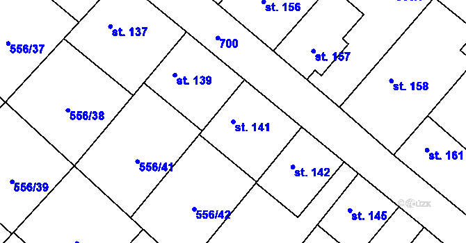 Parcela st. 141 v KÚ Řečany nad Labem, Katastrální mapa