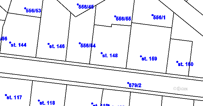 Parcela st. 148 v KÚ Řečany nad Labem, Katastrální mapa