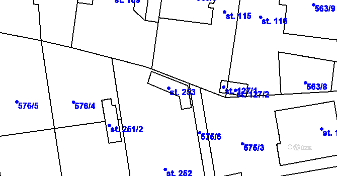 Parcela st. 253 v KÚ Řečany nad Labem, Katastrální mapa