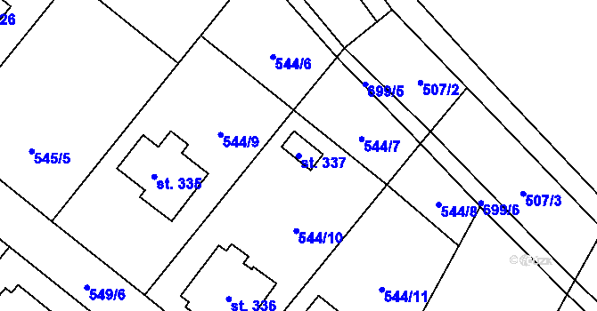 Parcela st. 337 v KÚ Řečany nad Labem, Katastrální mapa