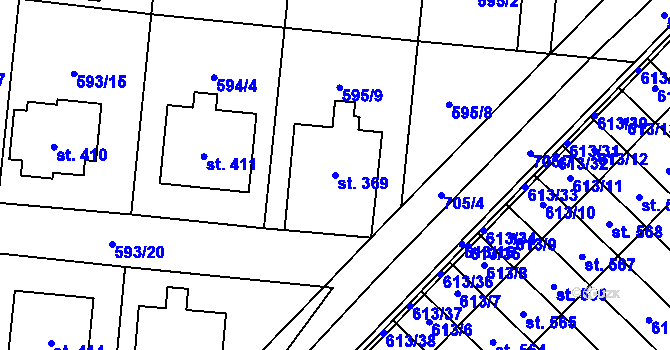 Parcela st. 369 v KÚ Řečany nad Labem, Katastrální mapa