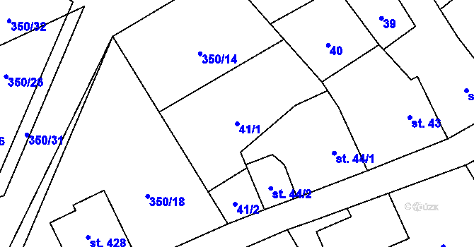 Parcela st. 41/1 v KÚ Řečany nad Labem, Katastrální mapa