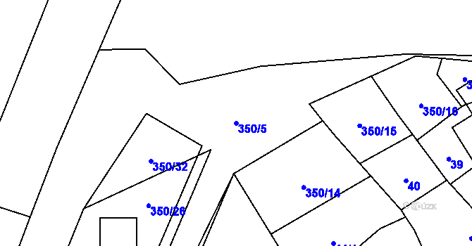 Parcela st. 350/5 v KÚ Řečany nad Labem, Katastrální mapa