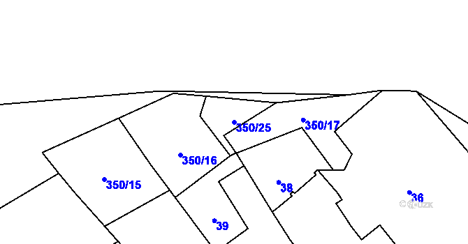 Parcela st. 350/25 v KÚ Řečany nad Labem, Katastrální mapa