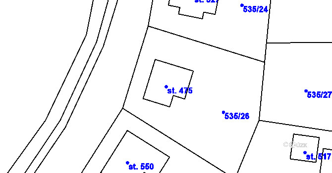 Parcela st. 475 v KÚ Řečany nad Labem, Katastrální mapa