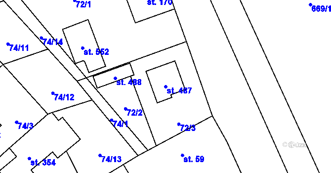 Parcela st. 487 v KÚ Řečany nad Labem, Katastrální mapa