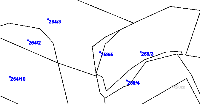 Parcela st. 259/5 v KÚ Řečany nad Labem, Katastrální mapa