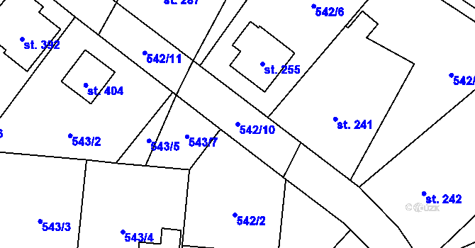 Parcela st. 542/10 v KÚ Řečany nad Labem, Katastrální mapa
