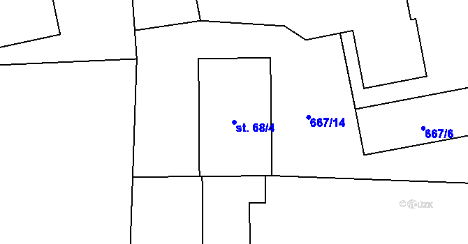 Parcela st. 68/4 v KÚ Řečany nad Labem, Katastrální mapa