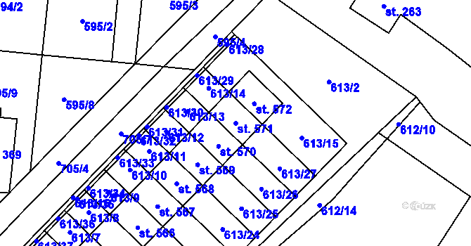 Parcela st. 571 v KÚ Řečany nad Labem, Katastrální mapa