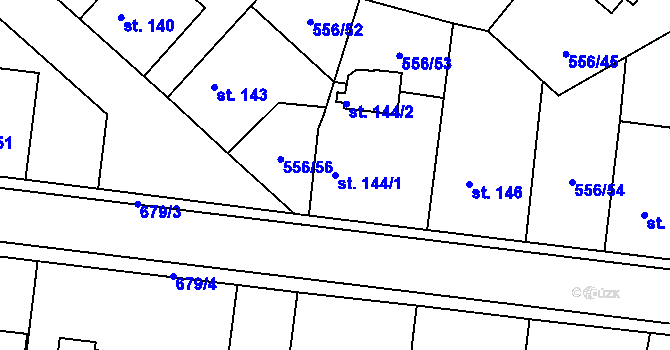 Parcela st. 144/1 v KÚ Řečany nad Labem, Katastrální mapa