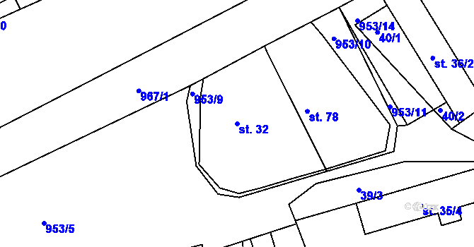 Parcela st. 32 v KÚ Trnávka, Katastrální mapa