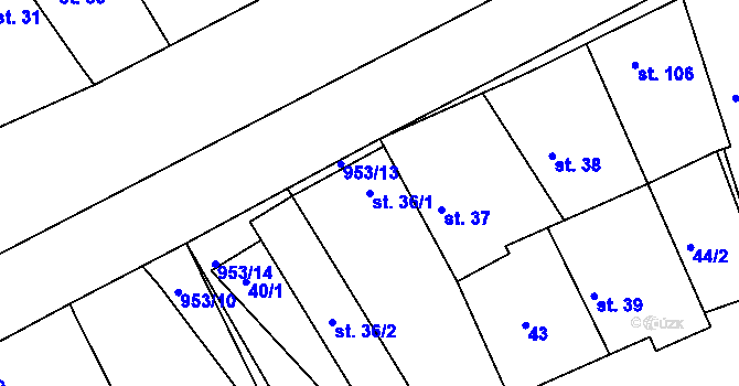 Parcela st. 36/1 v KÚ Trnávka, Katastrální mapa