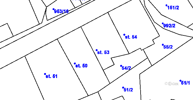 Parcela st. 53 v KÚ Trnávka, Katastrální mapa