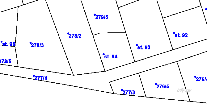 Parcela st. 94 v KÚ Trnávka, Katastrální mapa