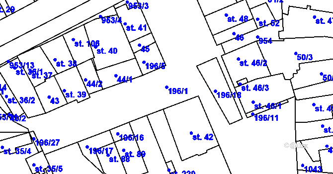 Parcela st. 196/1 v KÚ Trnávka, Katastrální mapa