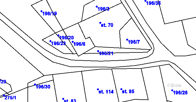 Parcela st. 196/21 v KÚ Trnávka, Katastrální mapa