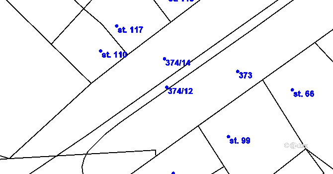 Parcela st. 374/12 v KÚ Trnávka, Katastrální mapa