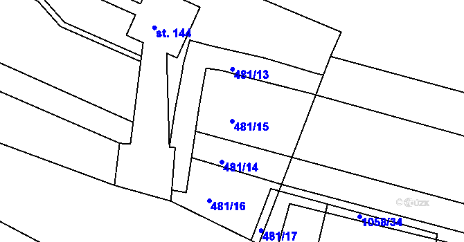 Parcela st. 481/15 v KÚ Trnávka, Katastrální mapa