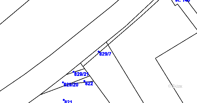 Parcela st. 829/7 v KÚ Trnávka, Katastrální mapa