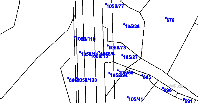 Parcela st. 1058/8 v KÚ Trnávka, Katastrální mapa
